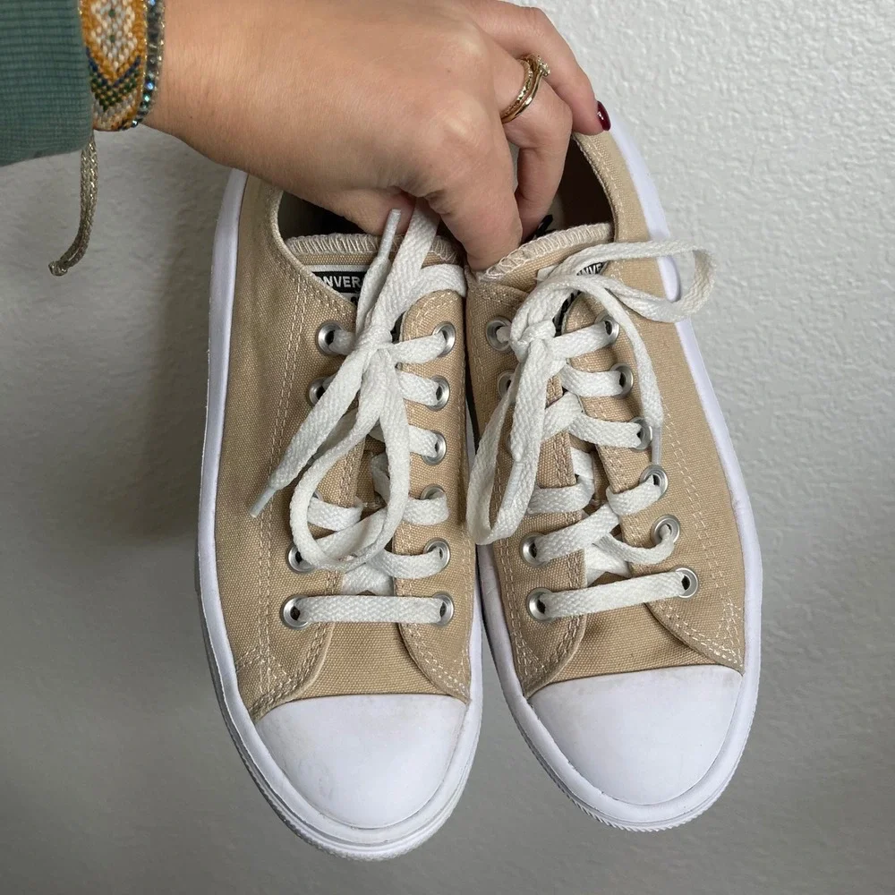 Converse Chuck Taylor All Star Move Platform Sneakers Beige Womens 7 - Picture 2 of 6